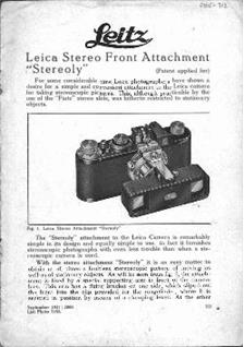 Leica Stereo manual. Camera Instructions.